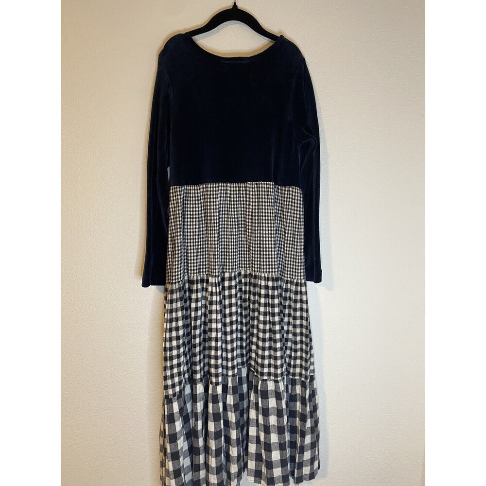 Vintage Storybook Heirlooms Velvet Flannel Buffalo Check Dress Holiday Sz M - Picture 2 of 4